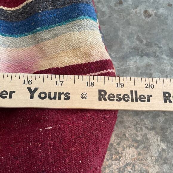 Vintage 70s Knapp Sacs California Round Knit Wood Handle Bag Purse Boho Aztec - Picture 10 of 11